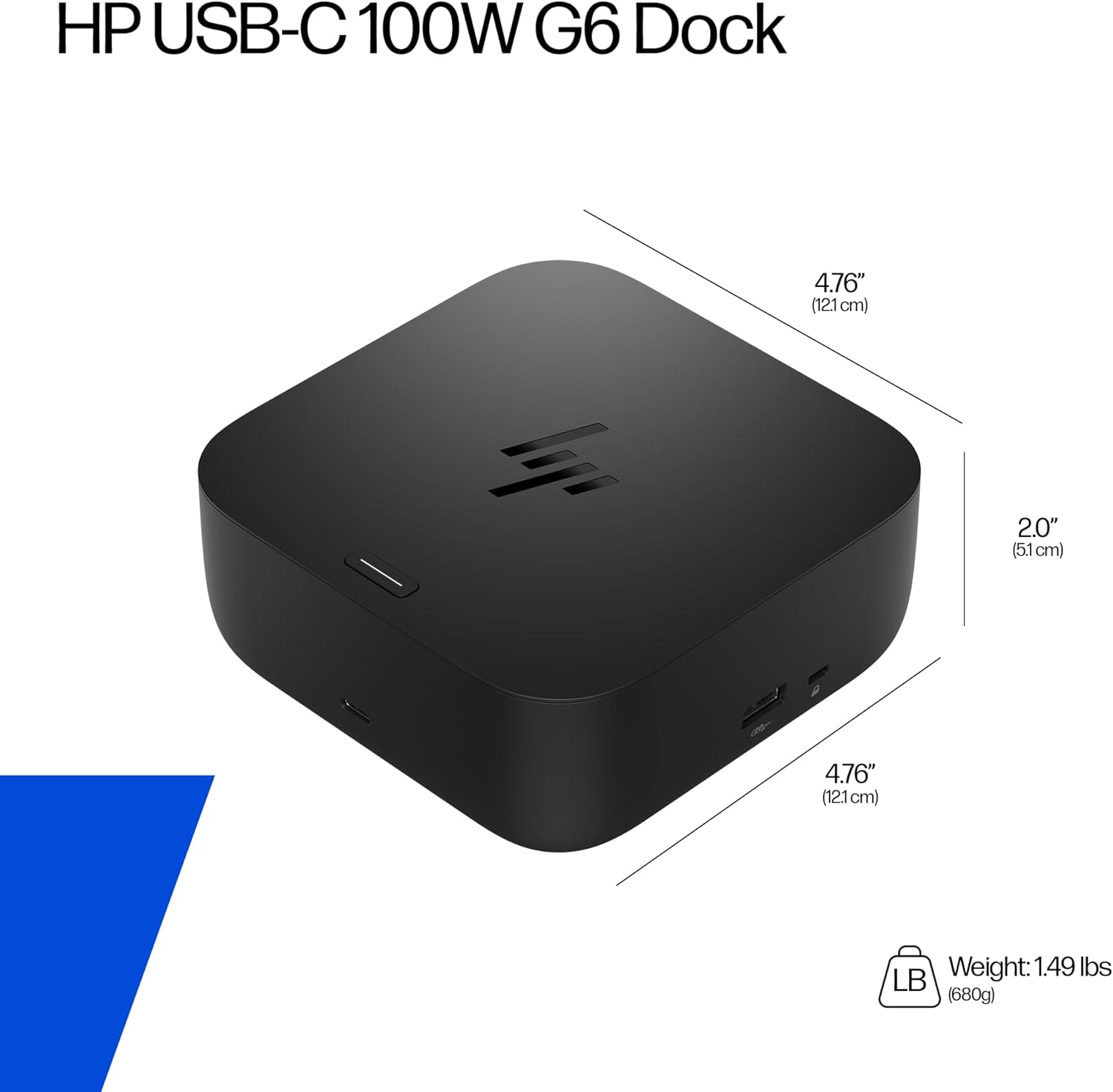 HP USB-C 100W G6 Dock, Future-Proof Design with Ambient LED Lighting and On-Screen Display Notifications, Additional USB-C Ports, Upgraded HDMI 2.1 Port, Upgraded to 120Hz Refresh Rate - Image 11