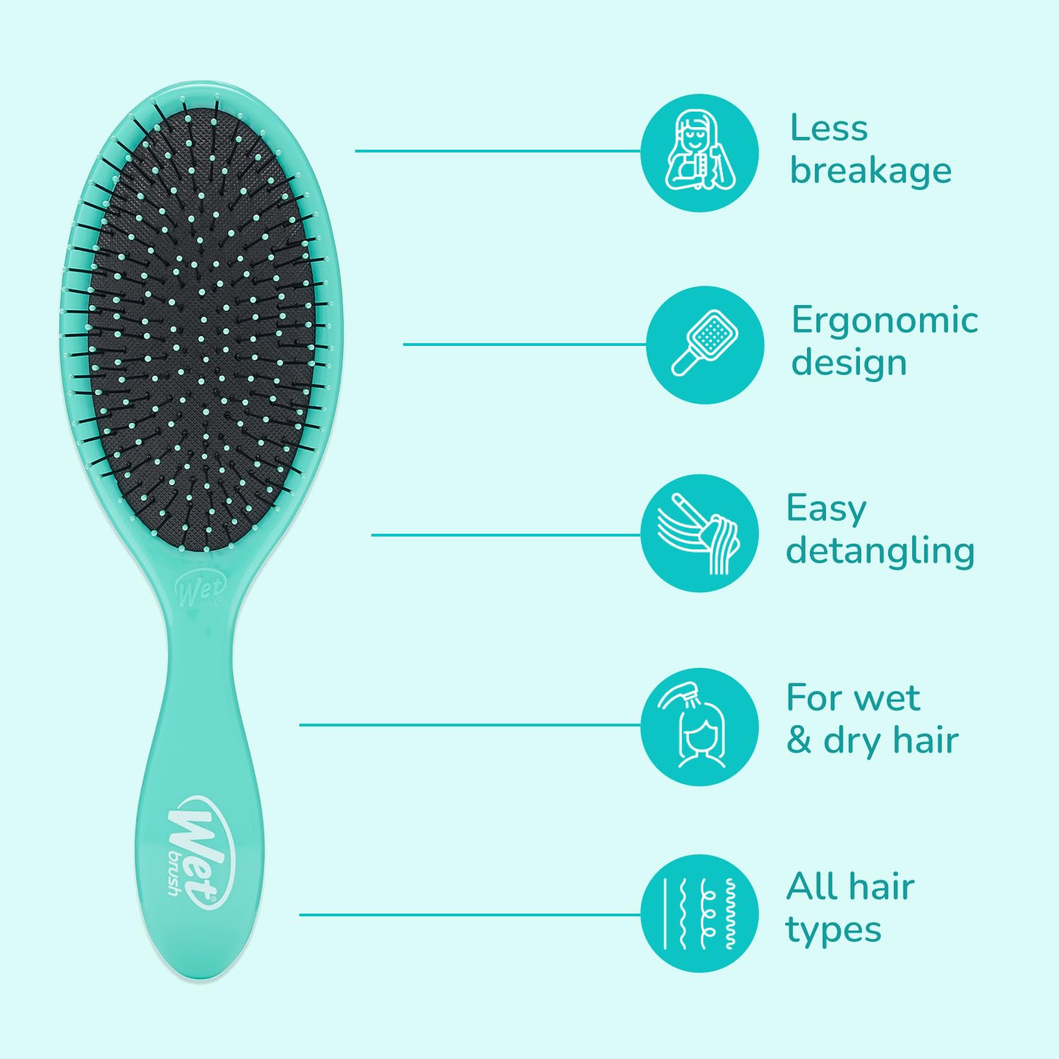 Wet Brush Original Detangler Hair Brush, Amazon Exclusive Aqua- Ultra-Soft IntelliFlex Bristles-Detangling Hairbrush Glides Through Tangles For All Hair Types (Wet Dry & Damaged Hair) - Women & Men - Image 5