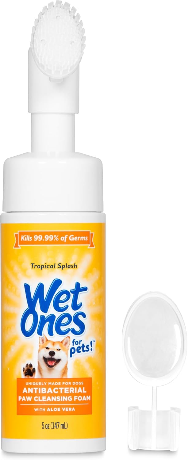 Wet Ones for Pets Antibacterial Dog Paw Cleaner with Built-in Scrubber Brush, Tropical Splash Scent - Foaming Cleanser for Dog Paws - Paw Washer & Grooming Care, 5 Ounce - Image 6