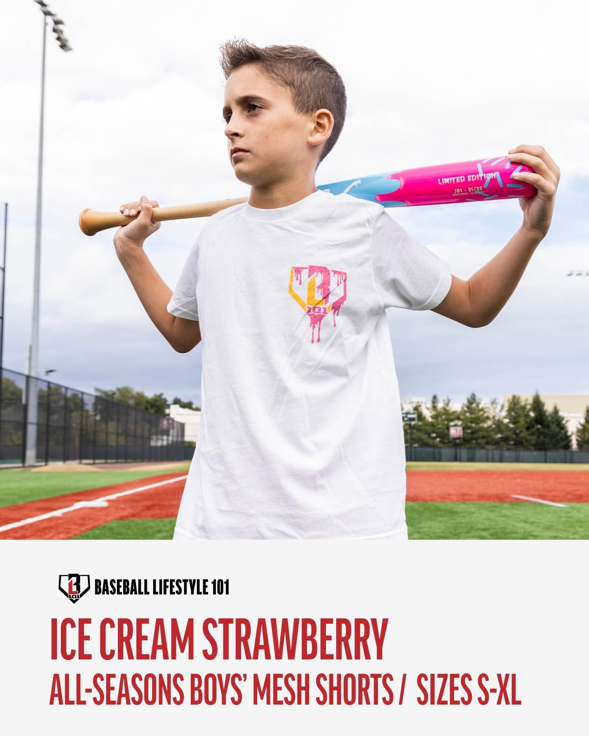 Baseball Lifestyle 101 Boy's Mesh Shorts w/Side Pockets Elastic Waist, 5 in Inseam - Image 2