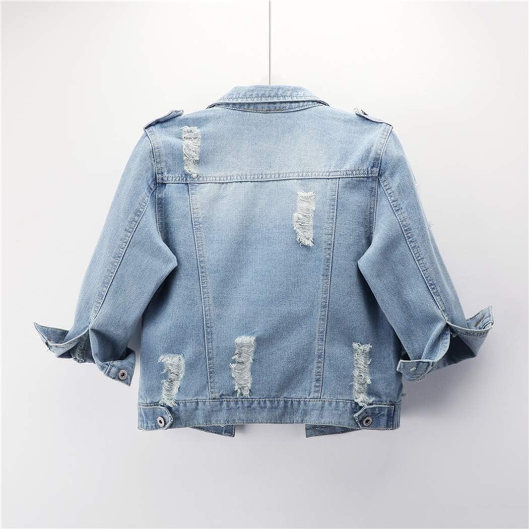 Hixiaohe Women Autumn 3/4 Sleeve Retro Short Denim Jackets Light Blue Jean Coats - Image 2