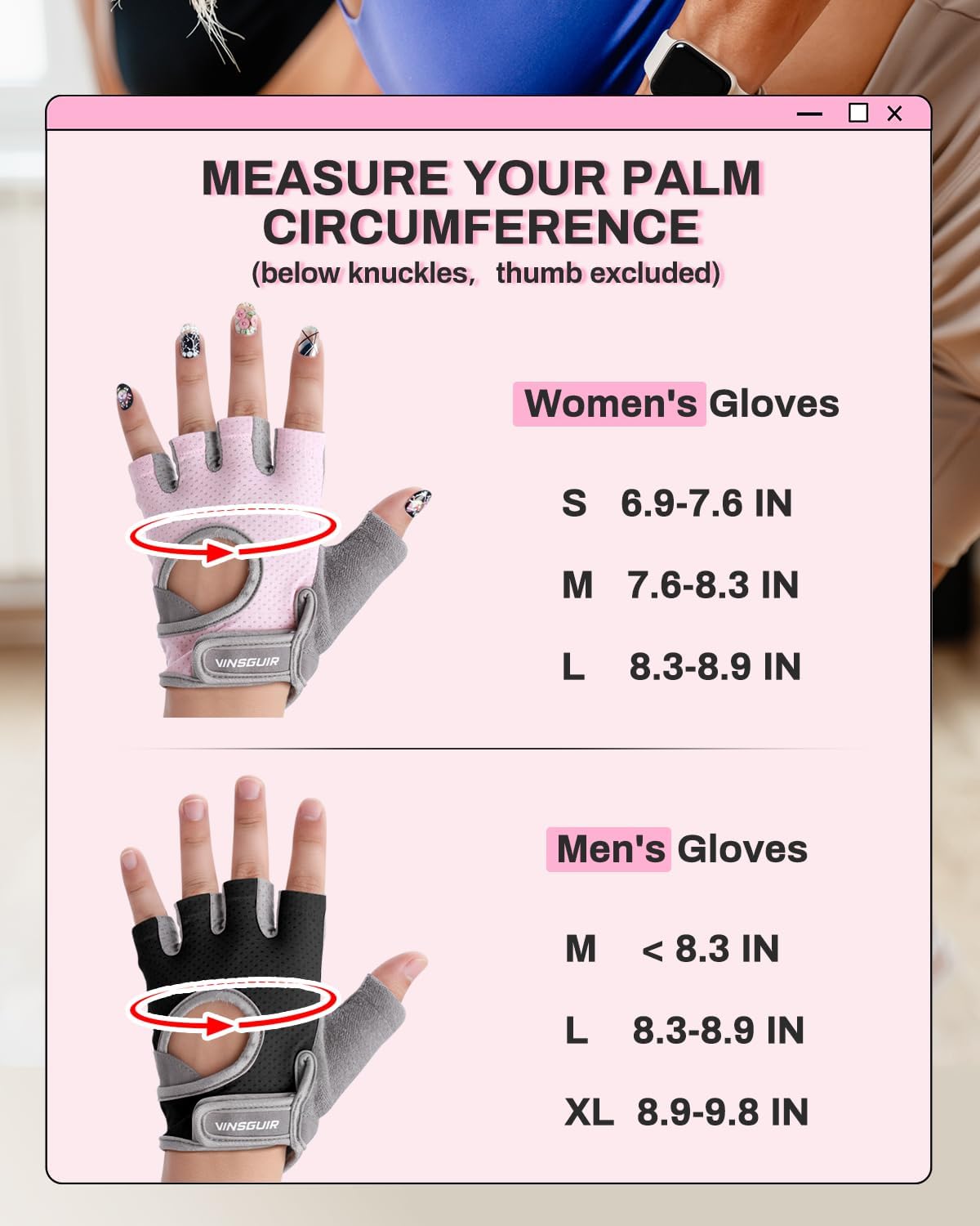 VINSGUIR Workout Gloves for Women and Men, Breathable Weight Lifting Gloves for Gym Exercise, Fitness, Training, and Cycling, with Excellent Grip and Cushion Pads - Image 7