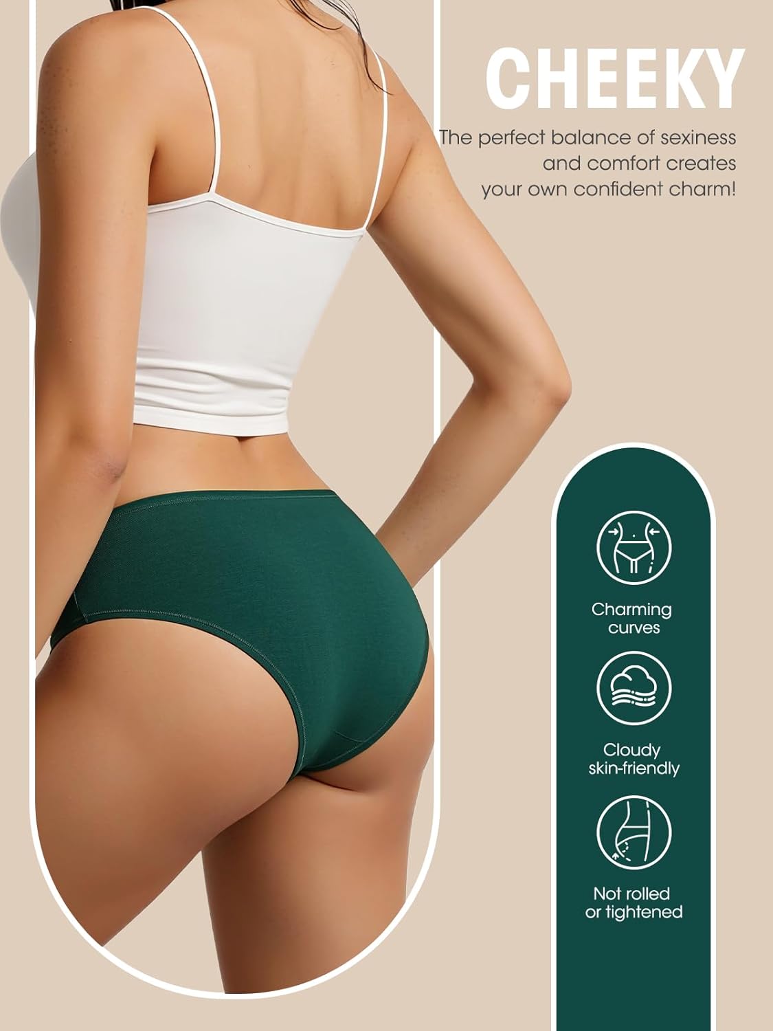 Womens Underwear Cotton Panties Soft Low Waist Hispter Breathable Stretch Ladies Bikini Underwear 6 Pack - Image 3