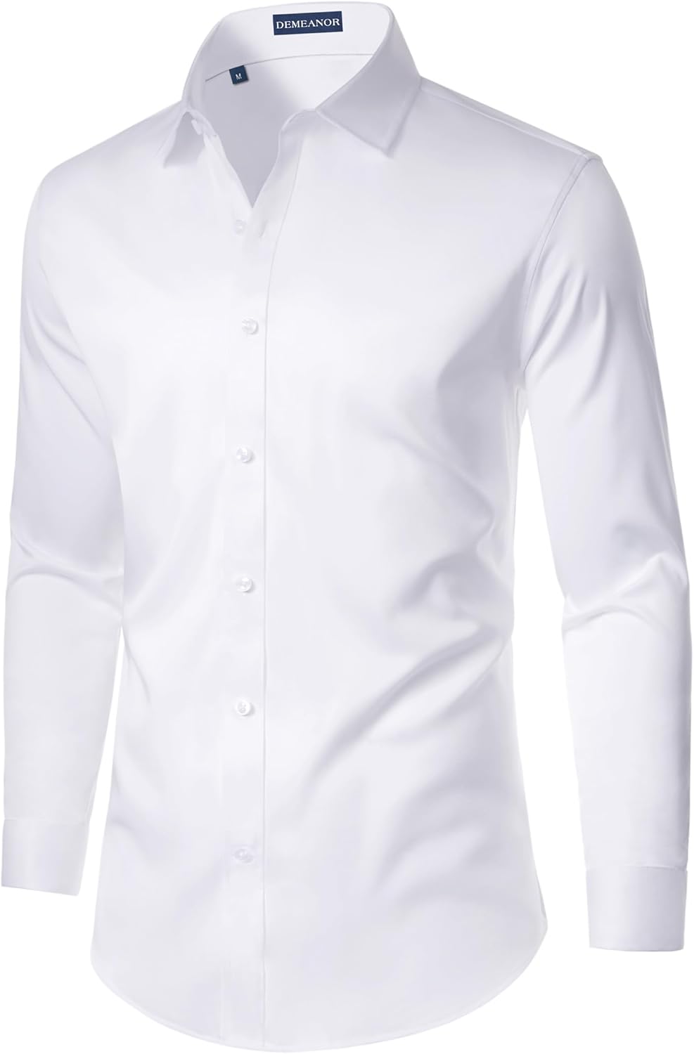 DEMEANOR Mens Dress Shirt Long Sleeve Stretch Wrinkle Free Wedding Formal Business Button Down Shirt - Image 2
