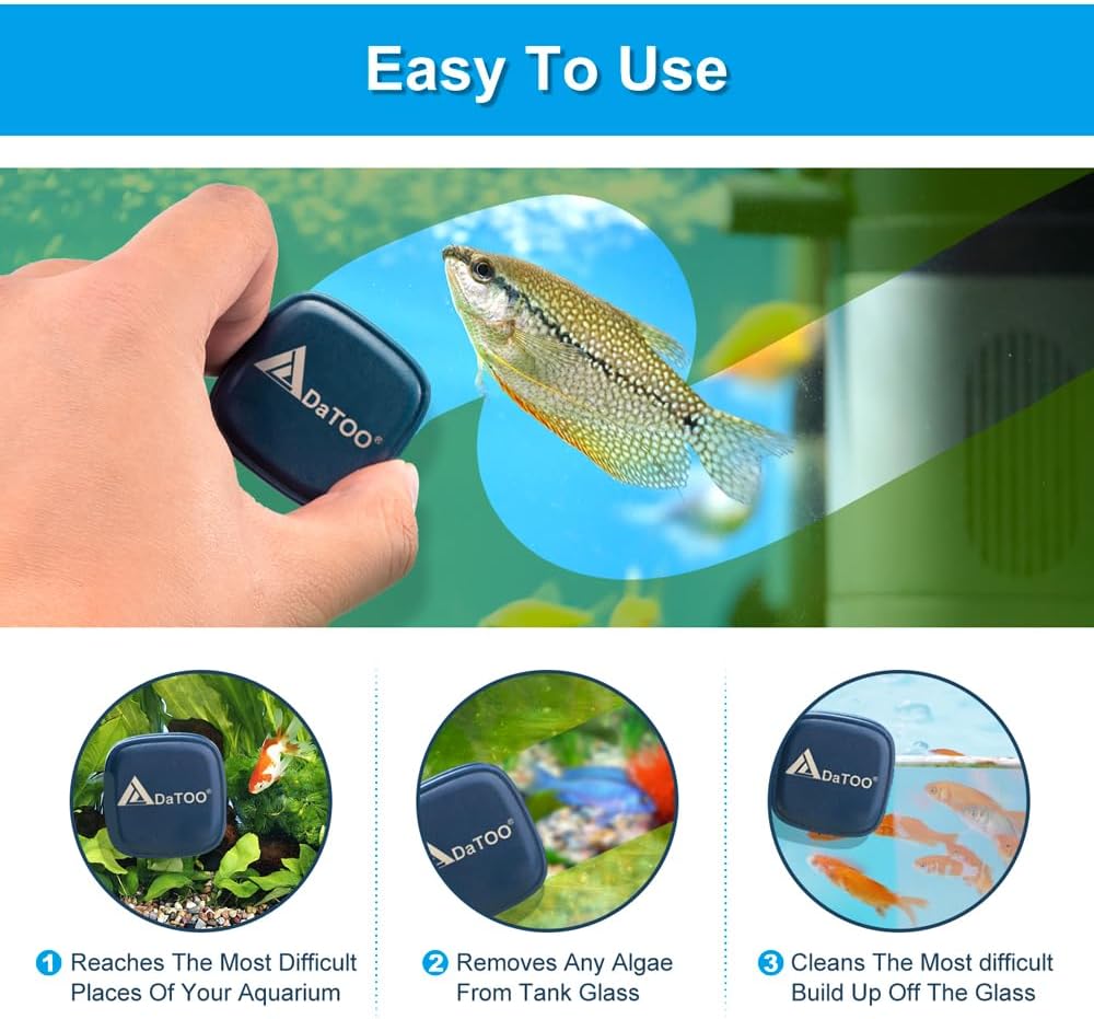 DaToo Aquarium Mini Magnetic Scrubber Scraper Small Fish Tank Cleaner Nano Glass Aquarium Cleaning Tools with Super Strong Magnet - Image 6