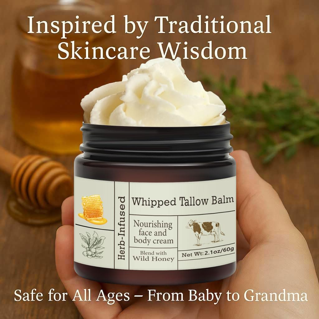 URQT Beef Tallow for Skin - Organic Grass-Fed Whipped Beef Tallow and Honey Balm - Deeply Moisturizing for Face & Body - Natural Skin Care for Soft, Supple Skin - Image 3