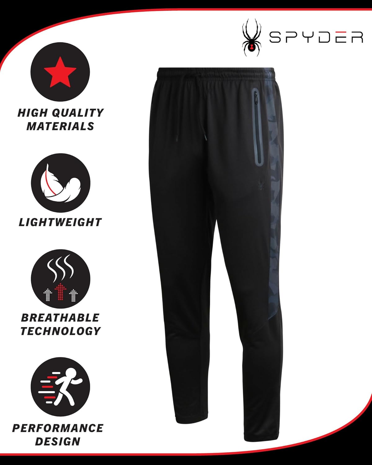 Spyder Mens Sweatpants with Pockets - Athletic Performance Tech Joggers for Men, Terry Workout Pants for Gym, Running, Hiking - Image 2