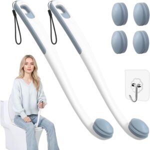Toilet Aids for Wiping Bottom, 2-Pack – Long Reach Comfort Wipe with Replaceable Head & Strap – Bottom Buddy Wiping Aid for Elderly, Disabled & Post-Surgery