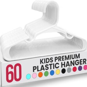 Utopia Home 60 Pack Kids Hangers – 11.5 Inch Plastic Baby Hangers for Closet – Childrens Hanger for Clothes & Infant Hanger for Closet (White)