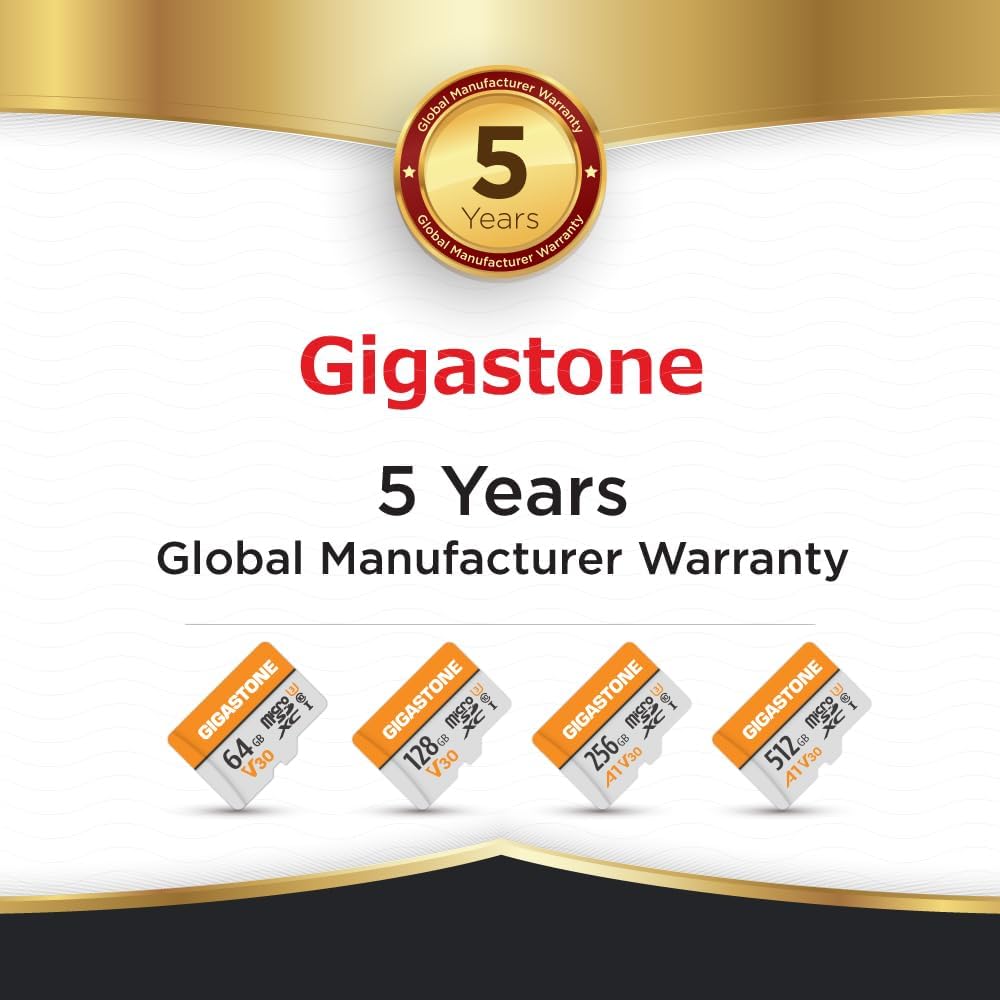 GIGASTONE 64GB Micro SD Card 2-Pack, V30 4K Video Recording, Surveillance, Security Camera, Dash Cam, Drone, 95MB/s MicroSDXC Memory Card UHS-I Class 10, with Adapter - Image 5