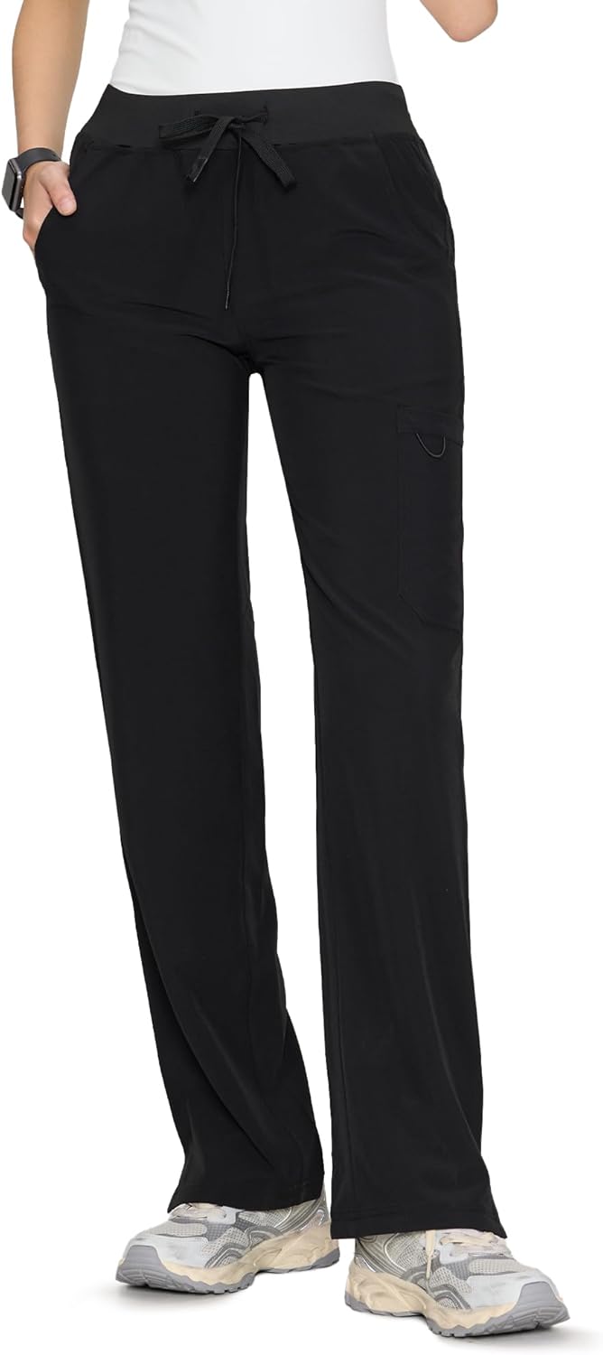 floralhue Women's Scrub Pants - Breathable & Soft Straight-Leg Pull-on Cargo Pant,Drawstring Bottoms with 3 Pockets - Image 2