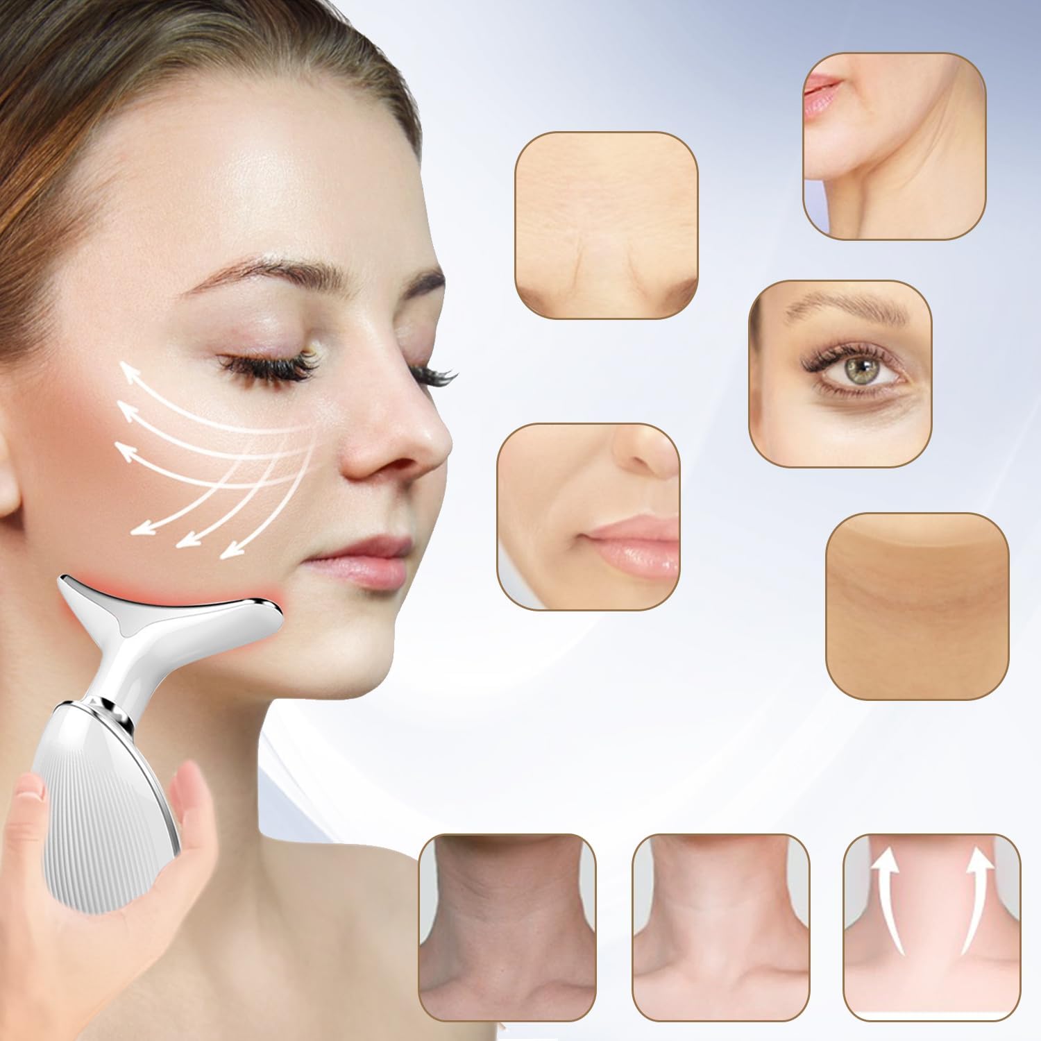 Face and Neck Massager Tools, Portable Facial Beauty Device,Facial Massager with 7 Color LED Lights for Skin Care - Image 3
