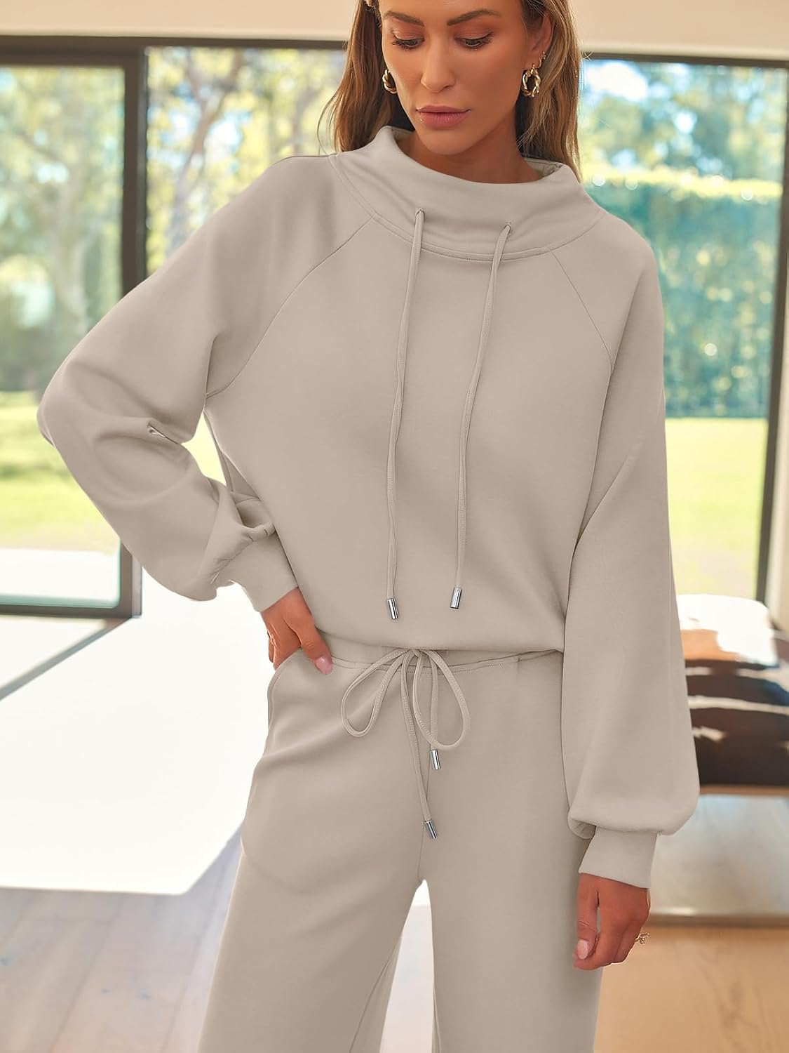 AUTOMET Lounge Sets for Women Sweatsuits 2 Piece Outfits 2025 Fall Drawstring Sweatshirt Wide Leg Sweatpants Tracksuit - Image 6