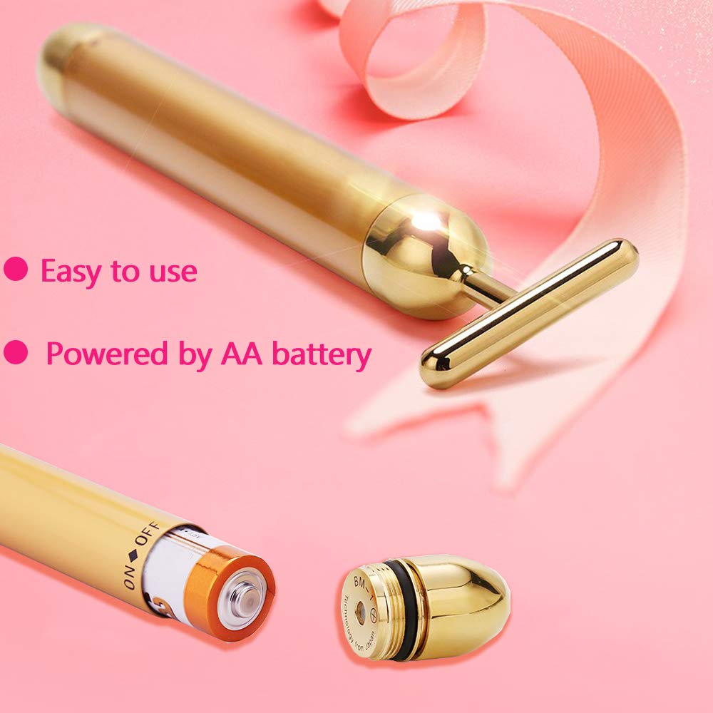 Amirce Face Massager Roller Golden 3D Roller Electric Facial Roller and T Shape Facial Roller Massager Kit Face Rollers - Image 6