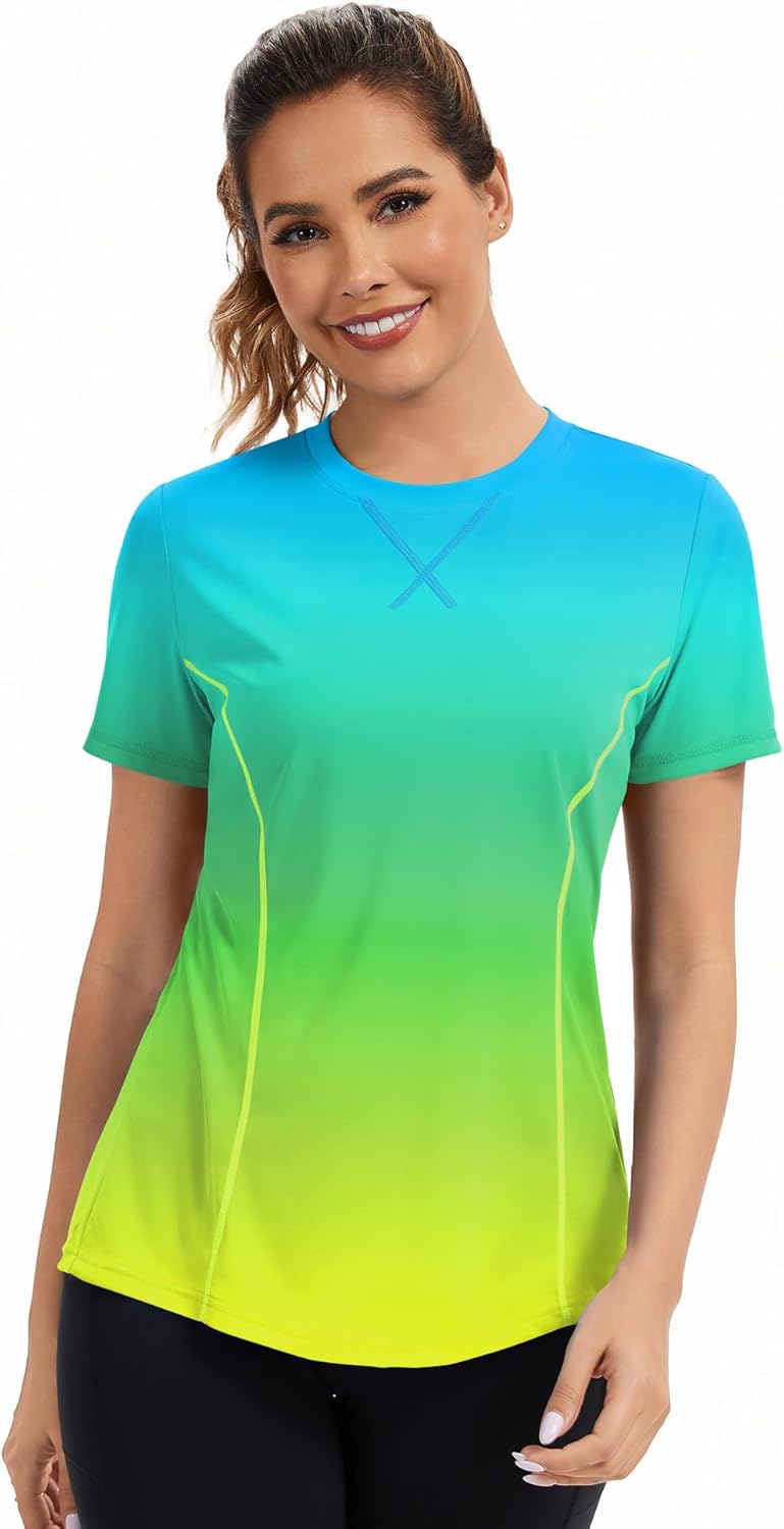 AVOOGUE Women's Short Sleeve Workout Tops Quick Dry Athletic UPF50+ Sun Protection Shirts Gym Hiking Running Yoga Clothes - Image 2