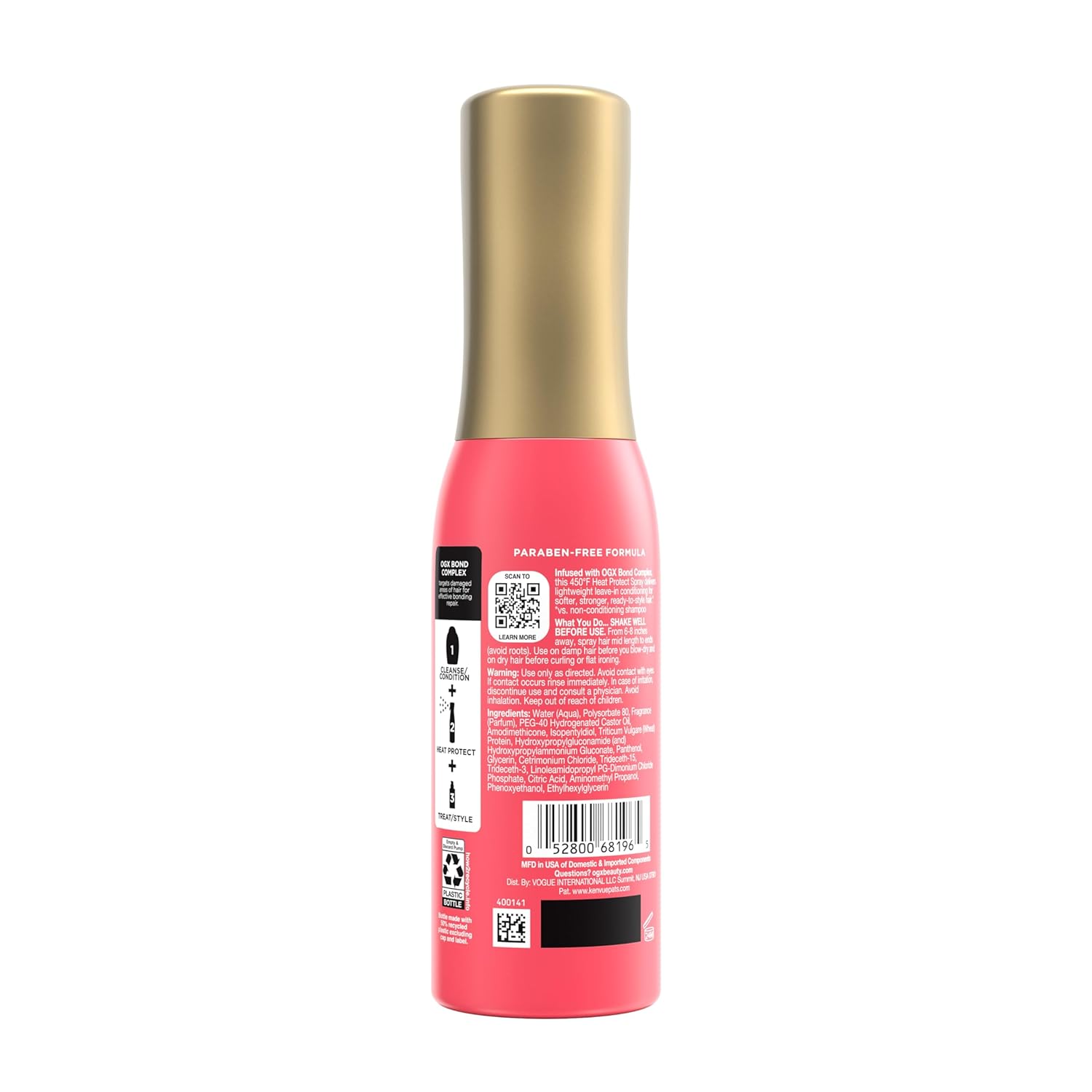 OGX Repair & Protect Bond Protein Repair 450°F Heat Protect Spray, Weightless Repair Mist for Nonstop Damage Protection* for All Hair Types, Heat Spray Preps Hair for Styling, 6.5 fl. oz - Image 9
