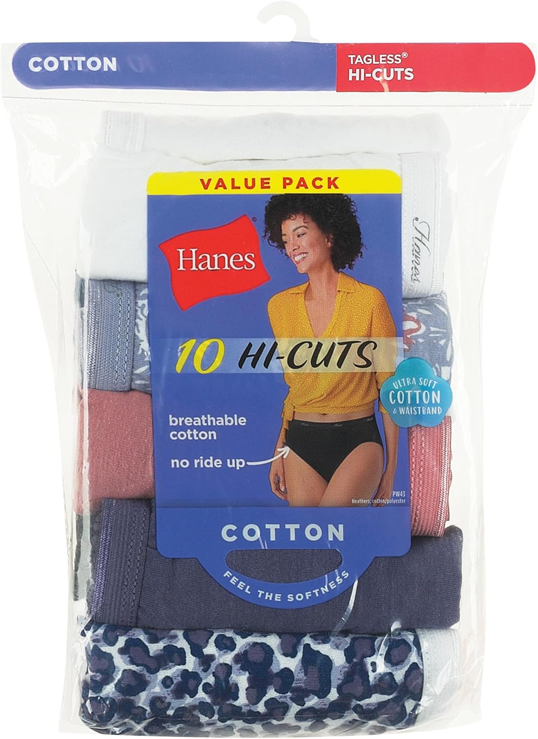 Hanes Women's Underwear Pack, 10-Pack, Full-Coverage Cotton Blend Panties, Moisture-Wicking Underwear for Women - Image 6