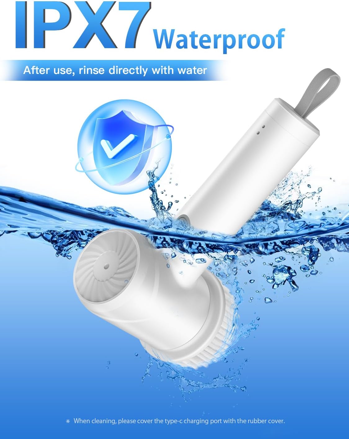 Electric Spin Scrubber - Cordless IPX7 Waterproof Shower Scrubber with 2 Speed Settings and 6 Replaceable Heads,Electric Cleaning Brush for Bathroom,Kitchen and Windows - Image 5
