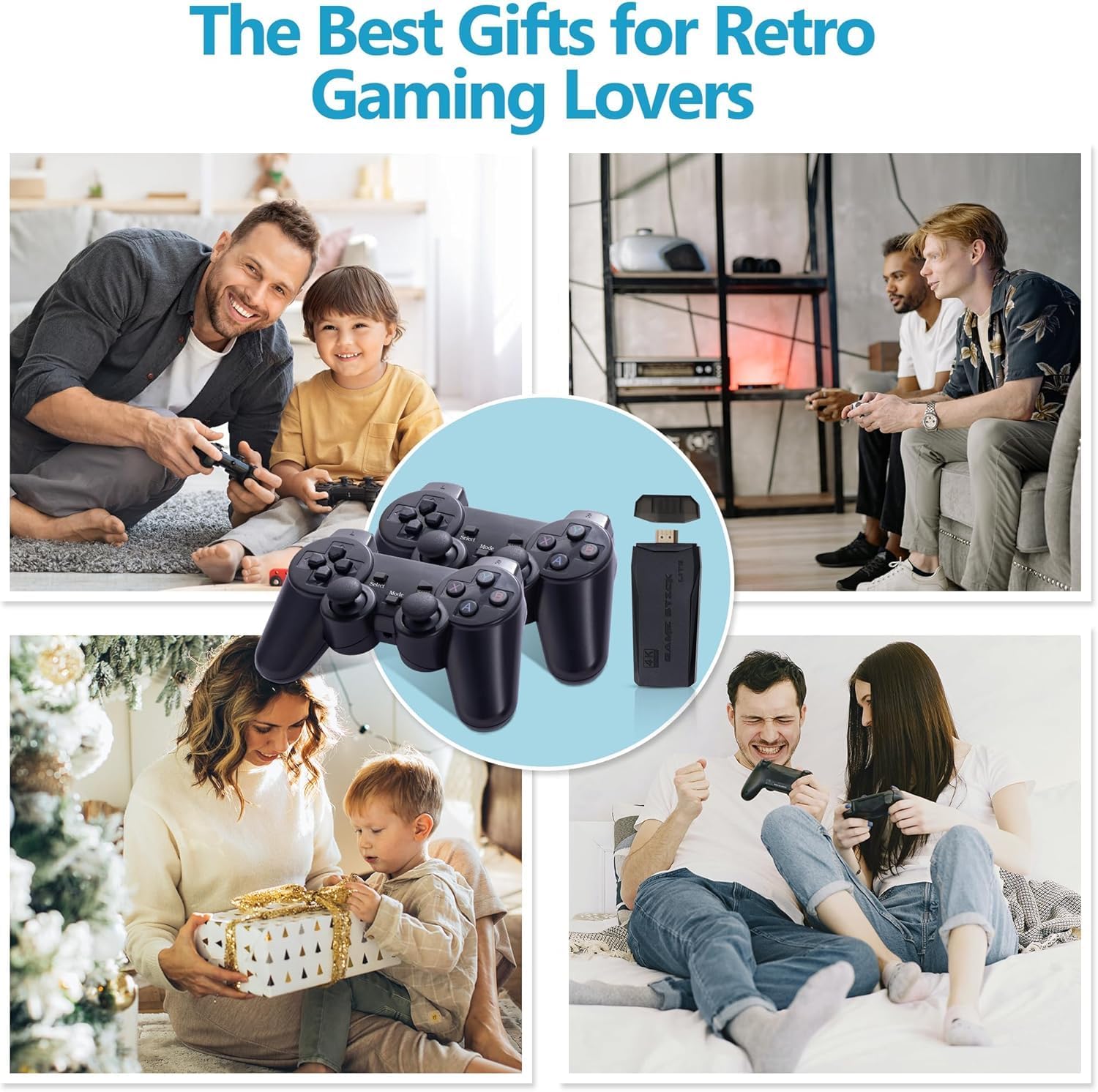 Retro Game Console, Retro Gaming Console, Wireless Retro Game Console, Plug & Play Video TV with 25200+ Built-in Games, 4K HDMI Output, and 2.4GHz Wireless Controller, 9 Classic Emulators (Black) - Image 6