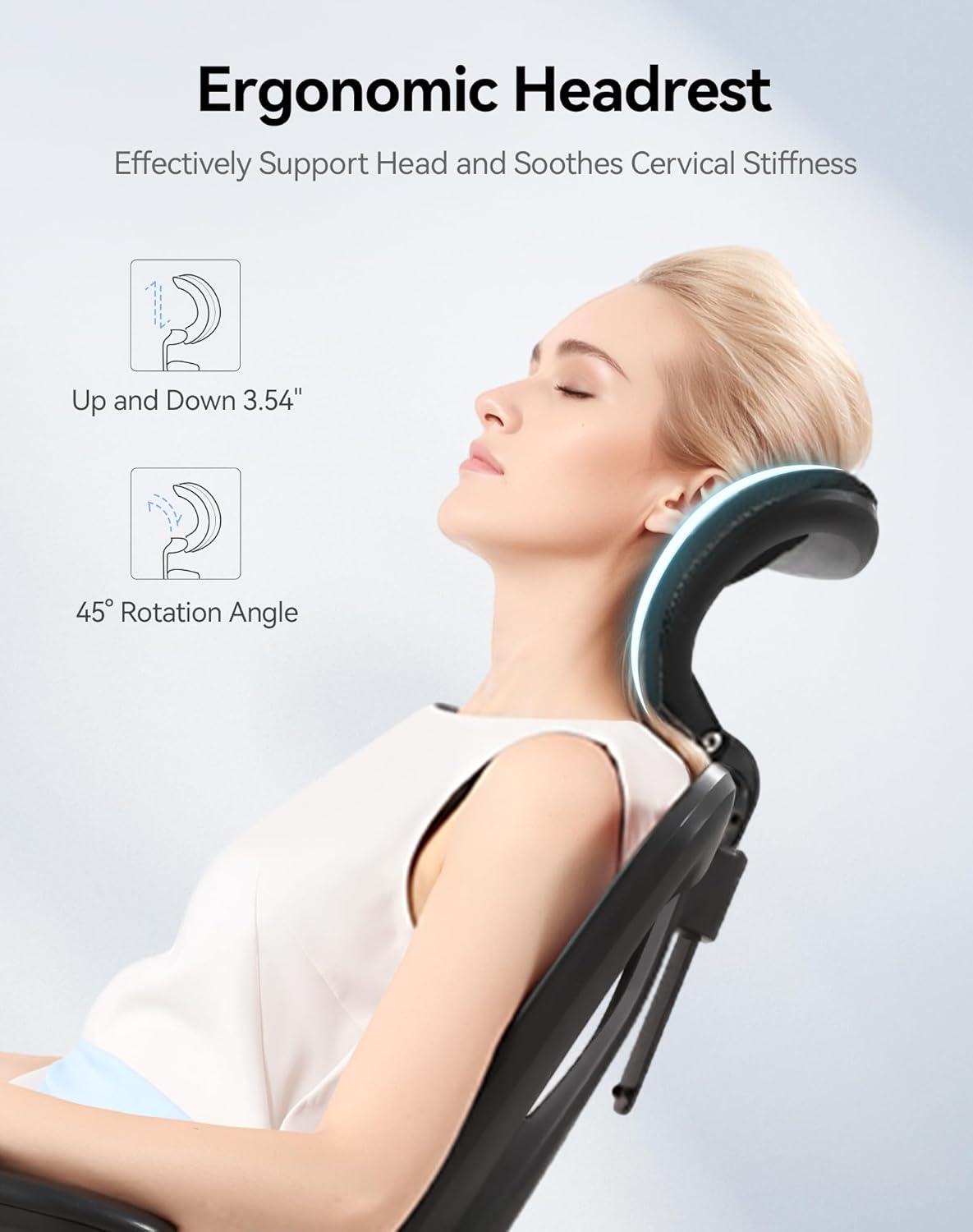 SIHOO M18 Ergonomic Office Chair, High Back Mesh Desk Chair with Adjustable Headrest & Lumbar Support, 330lbs Capacity Computer Chair with 2D Armrests & Wide Cushion, Tilt Lock, for Home Office-Black - Image 4