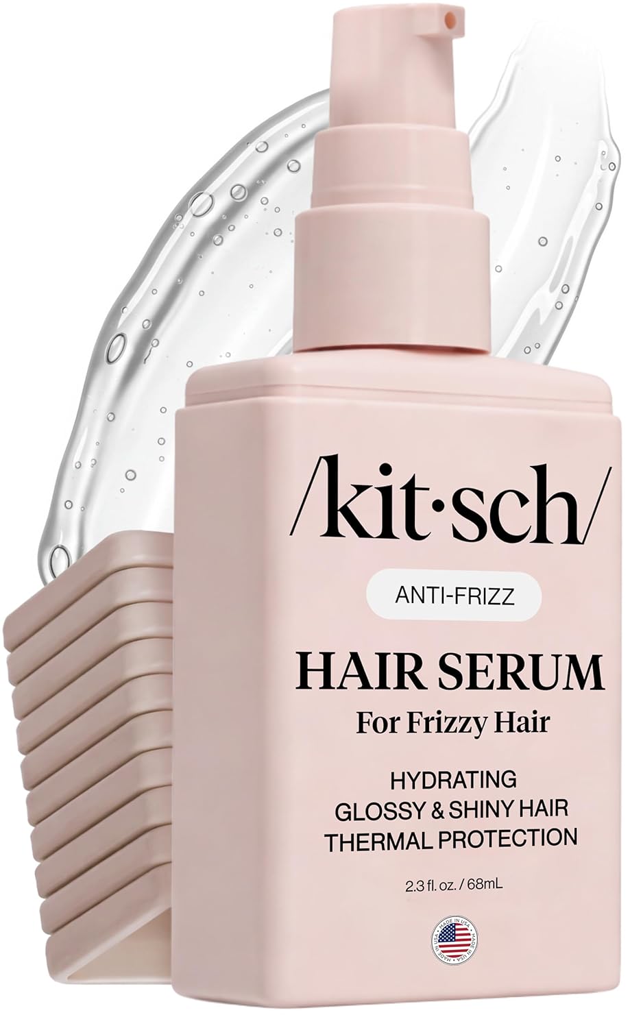 Kitsch Frizz Control Hair Serum - Lightweight Anti Frizz Serum for Curly Hair with Heat Protection | Adds Glossy Shine, Smooths Flyaways & Safe for Color Treated Hair - 2.3oz