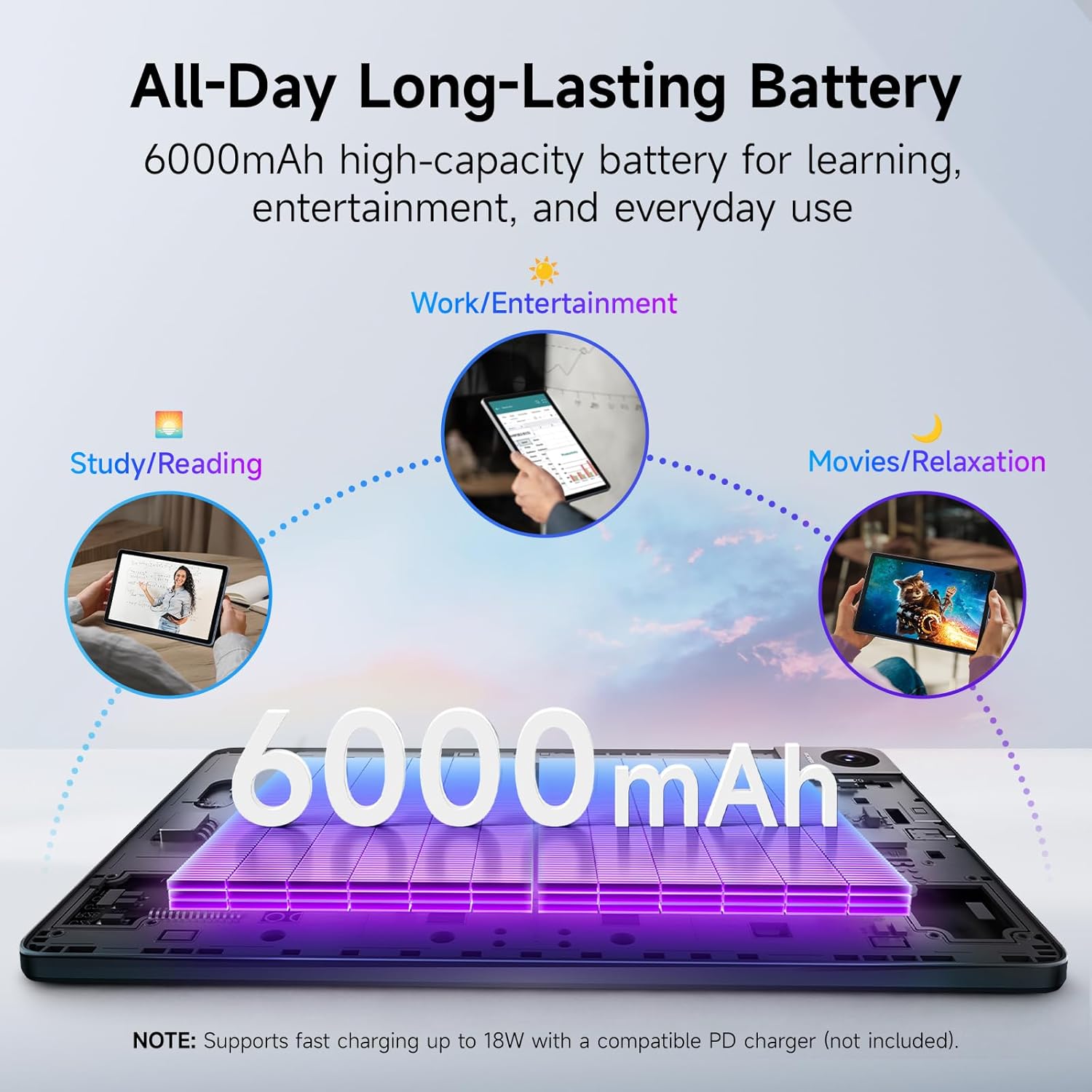 TCL TAB 10 Gen 4 Android Tablet, 10.1” FHD IPS Display, Octa-Core CPU, 12GB RAM (4GB+8GB), 128GB Storage, 6000mAh Battery, Android 15, Wi-Fi, Metal Body, Tablet for Students, Young Adults & Families - Image 4