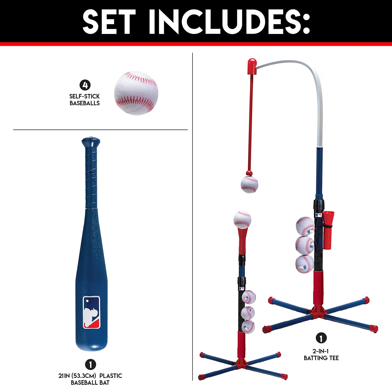 Franklin Sports Grow-with-Me Kids Baseball Batting Tee + Stand Set for Youth + Toddlers - Youth Baseball, Softball + Teeball Hitting Tee Set for Boys + Girls - Image 2