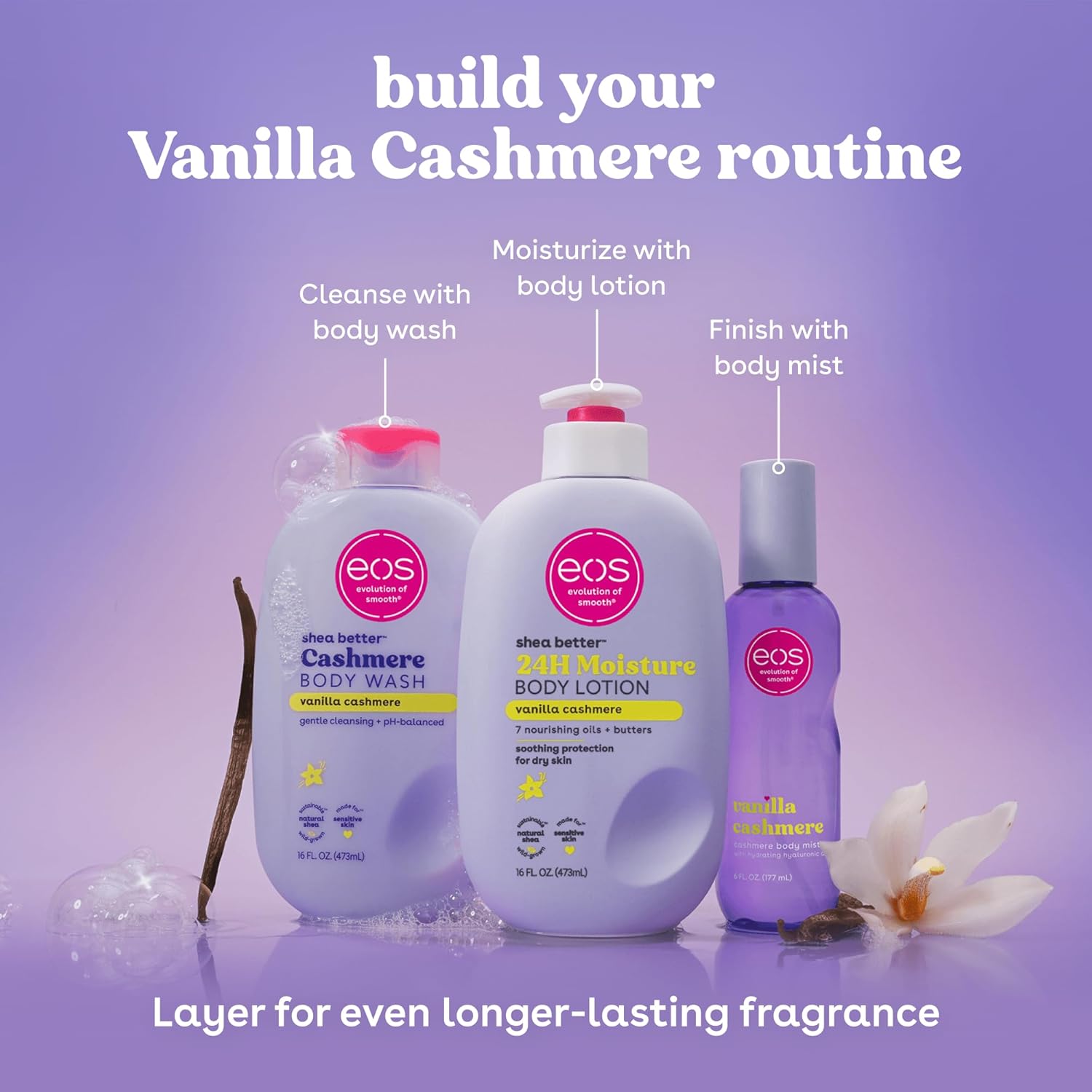 eos Shea Better Body Lotion Vanilla Cashmere, 24-Hour Moisture Skin Care, Lightweight & Non-Greasy, Natural Shea, Vegan, Vanilla Body Lotion, 16 fl oz - Image 10