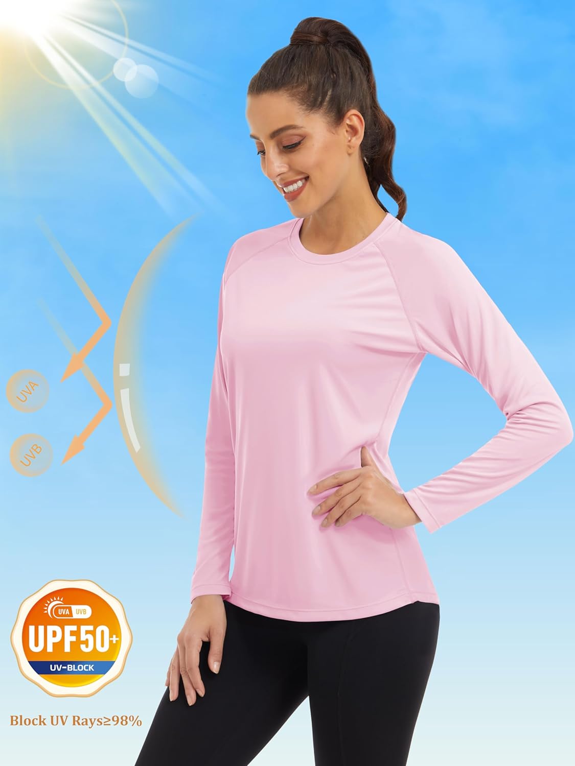MAGCOMSEN Women's Long Sleeve Shirts UPF 50+ Sun Protection Shirts for Hiking Fishing Workout Rash Guard - Image 3