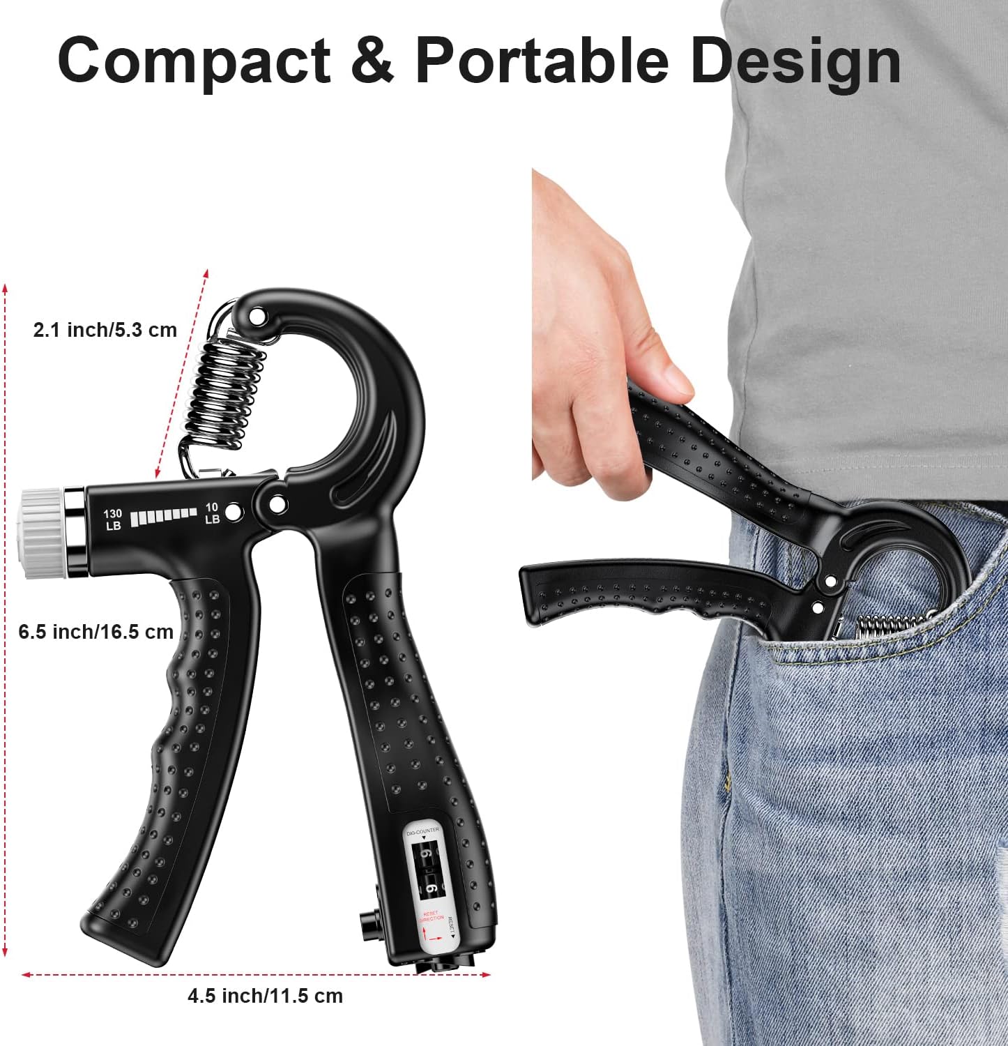 KDG Hand Grip Strengthener 2 Pack Adjustable Resistance 10-130 lbs Forearm Exerciser,Grip Strength Trainer for Muscle Building and Injury Recovery for Athletes - Image 5