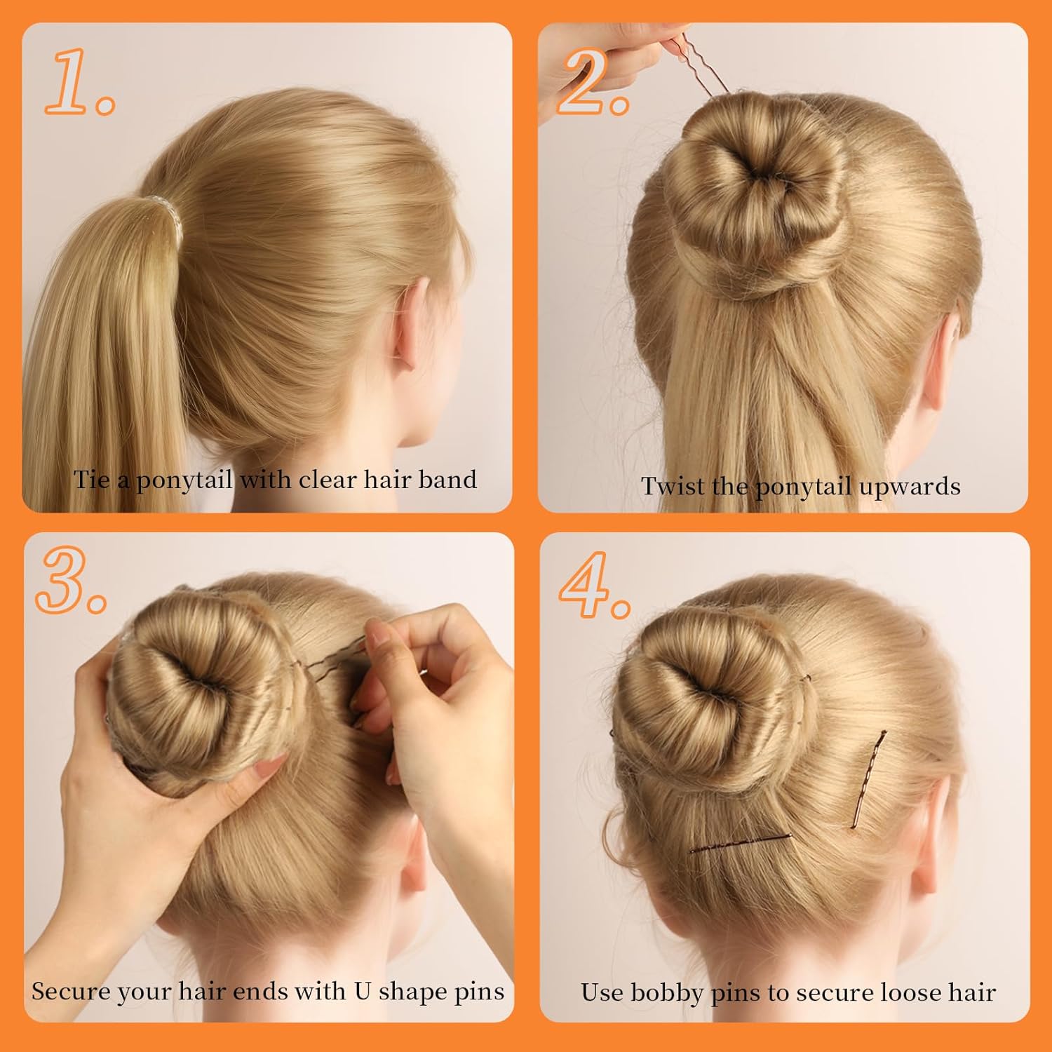 Teenitor 300pcs Bobby Pins Hair Pins Kit, 100 Hair Pin for Women 100 Bobby Pins Brown and 100 Hair Bands, Hair Pins for Buns 2inch 2.36inch 2.75inch - Image 7