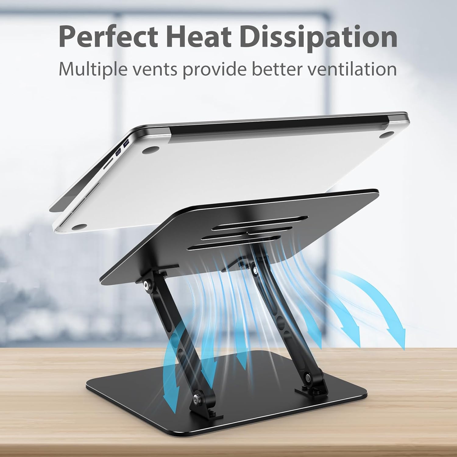 Adjustable Laptop Stand for Desk, Metal Foldable Laptop Riser Holder, Portable Desktop Book Stands, Ventilated Cooling Computer Notebook Stand Compatible with 10-15.6” Laptops - Image 4
