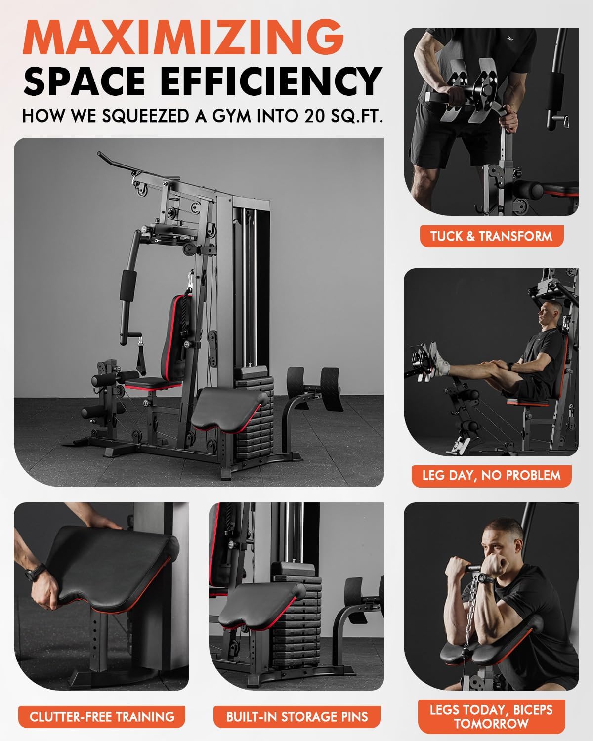 Mikolo Home Gym, Workout Station with 150LBS Weight Stack, Multifunctional Home Gym Equipment, Exercise Equipment for Full Body Strength Training - Image 4