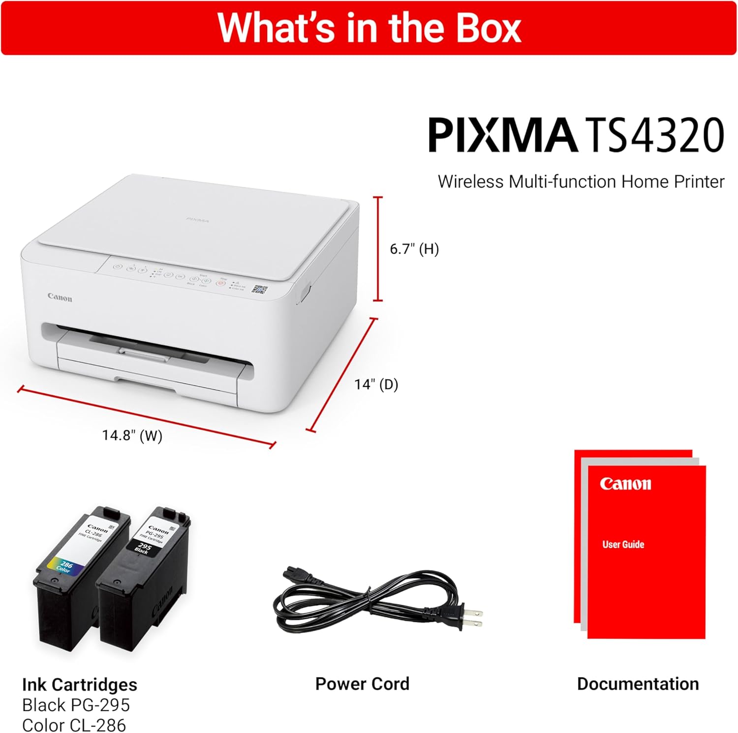Canon PIXMA TS4320 Wireless Color Inkjet Printer for Duplex Printing, White – Home Printer with Copier/Scanner, Compact Design, Easy Setup, 1 Year Limited Warranty - Image 9