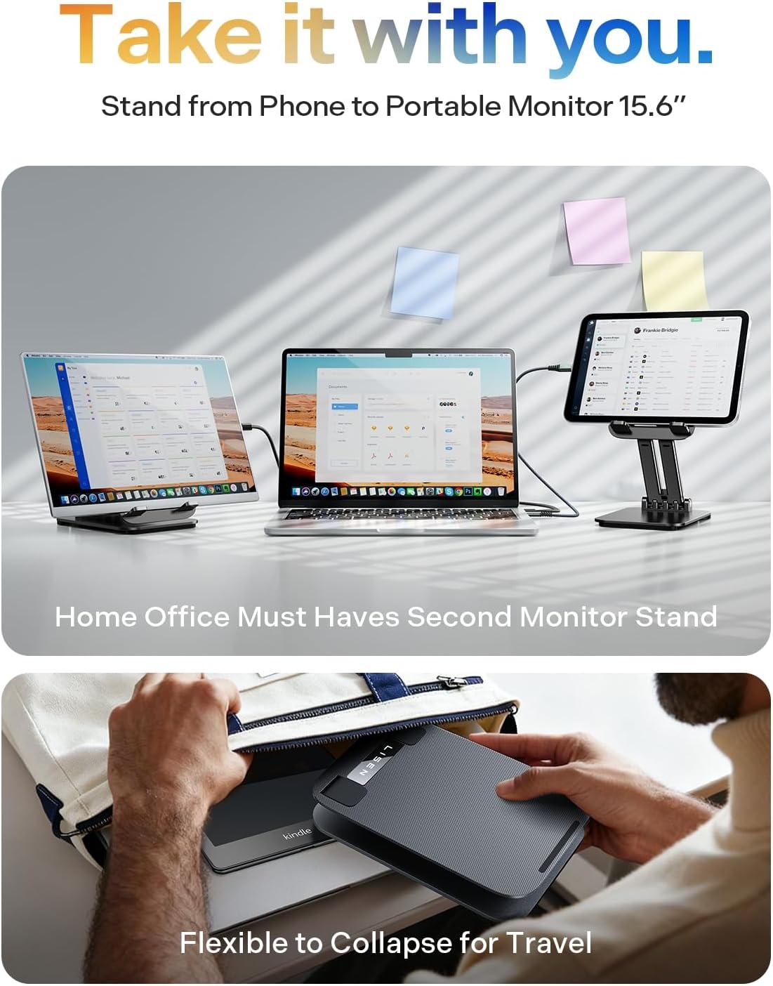 LISEN for iPad Stand Tablet Holder for Desk, Office Desk Accessories for Men Women Moms Gifts Home Office Dorm Essentials Gadgets Portable Monitor Stand for Apple iPad mini Accessories Switch Kindle - Image 4
