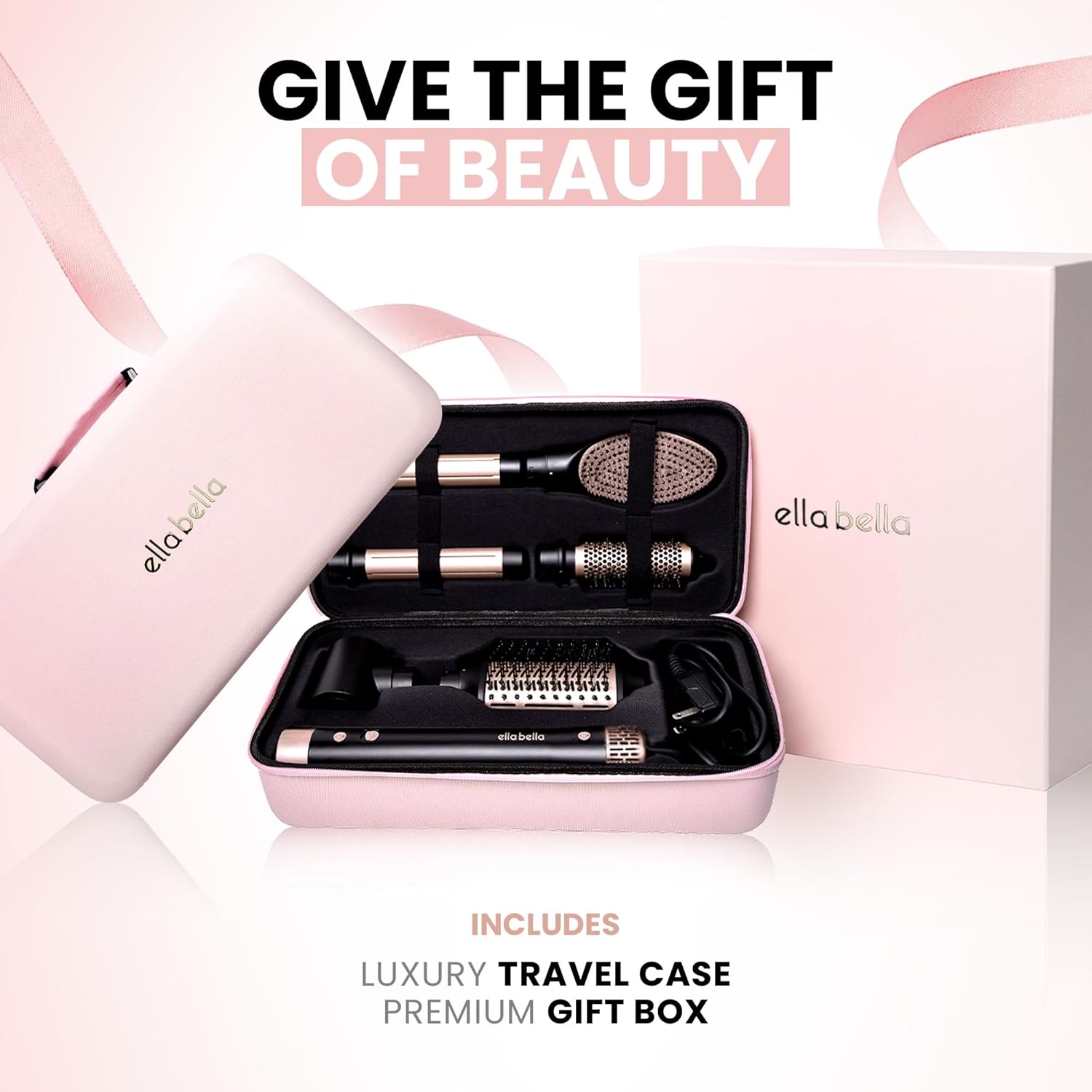 ELLA BELLA® 6 in 1 Professional Hot Air Styler • Powerful Hair Dryer & Straightener Set • Styling Without Heat Damage • Fast Drying Curling Volumizing Straightening • Includes Protective Travel Case - Image 7