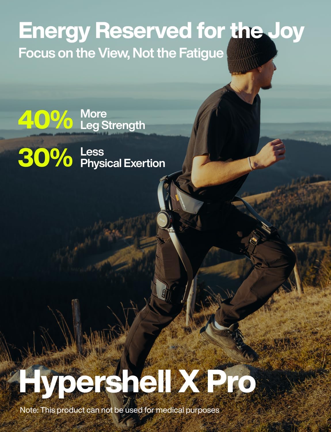 Hypershell X Pro Exoskeleton, Leg Strength with 800W Output, 17.5km Battery Range, 10 Intelligent Modes, AI-Powered Wearable Exoskeleton for Daily Activities, Walking, Hiking, 2 Batteries, No Charger - Image 2