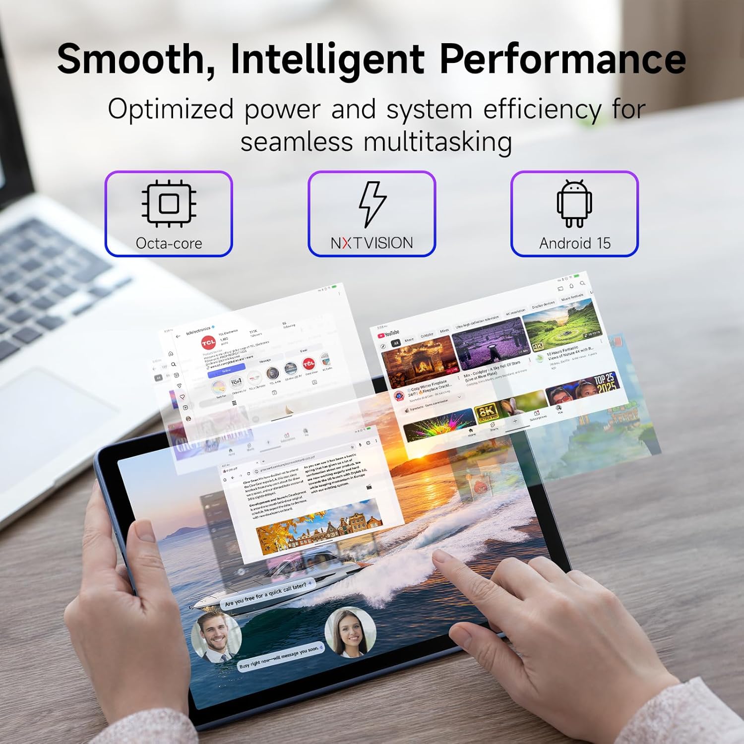 TCL TAB 10 Gen 4 Android Tablet, 10.1” FHD IPS Display, Octa-Core CPU, 12GB RAM (4GB+8GB), 128GB Storage, 6000mAh Battery, Android 15, Wi-Fi, Metal Body, Tablet for Students, Young Adults & Families - Image 3