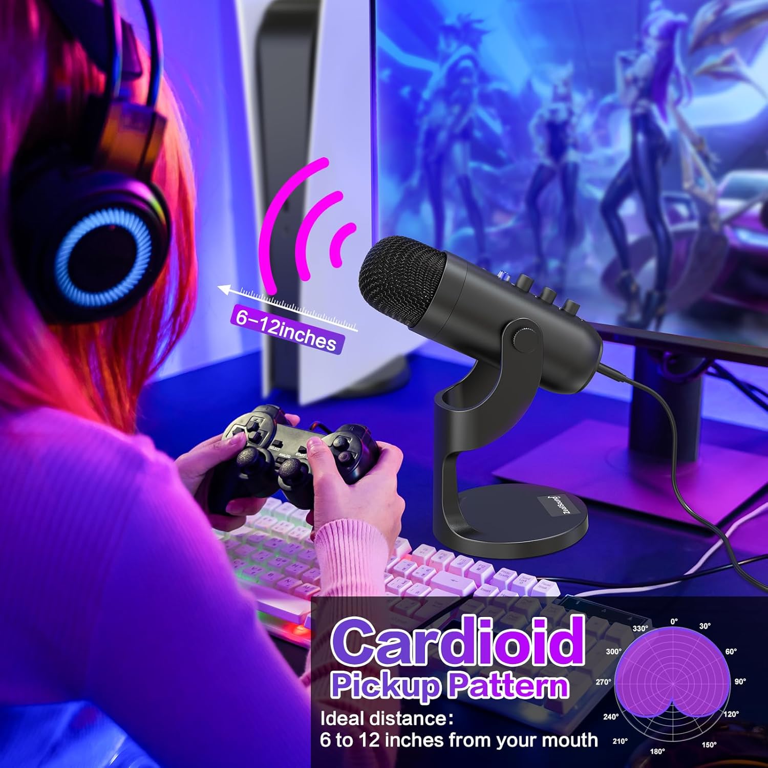 ZealSound Podcast Microphone for PC, Noise Cancellation USB Mic with Gain, Volume Adjustment & Mute Button, Monitoring & Echo, for YouTube, TikTok, Podcasting, Streaming, iPhone, iPad, Android, Mac - Image 6