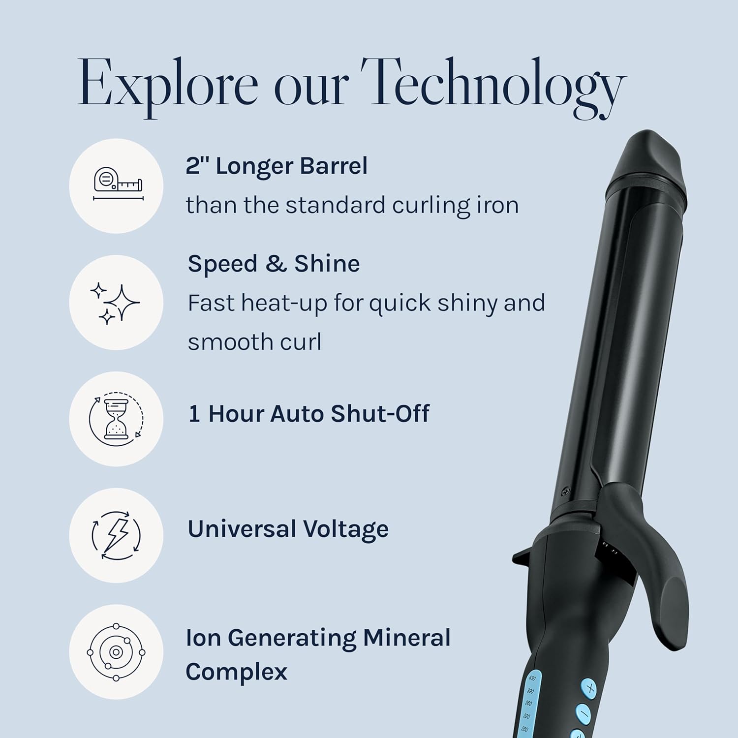 Bio Ionic Long Barrel Curling Iron with Moisture Heat Technology & NanoIonic MX Versatile Curling Wand - Multiple Barrel Sizes for Tight, Classic, Loose & Soft Curls - Image 3