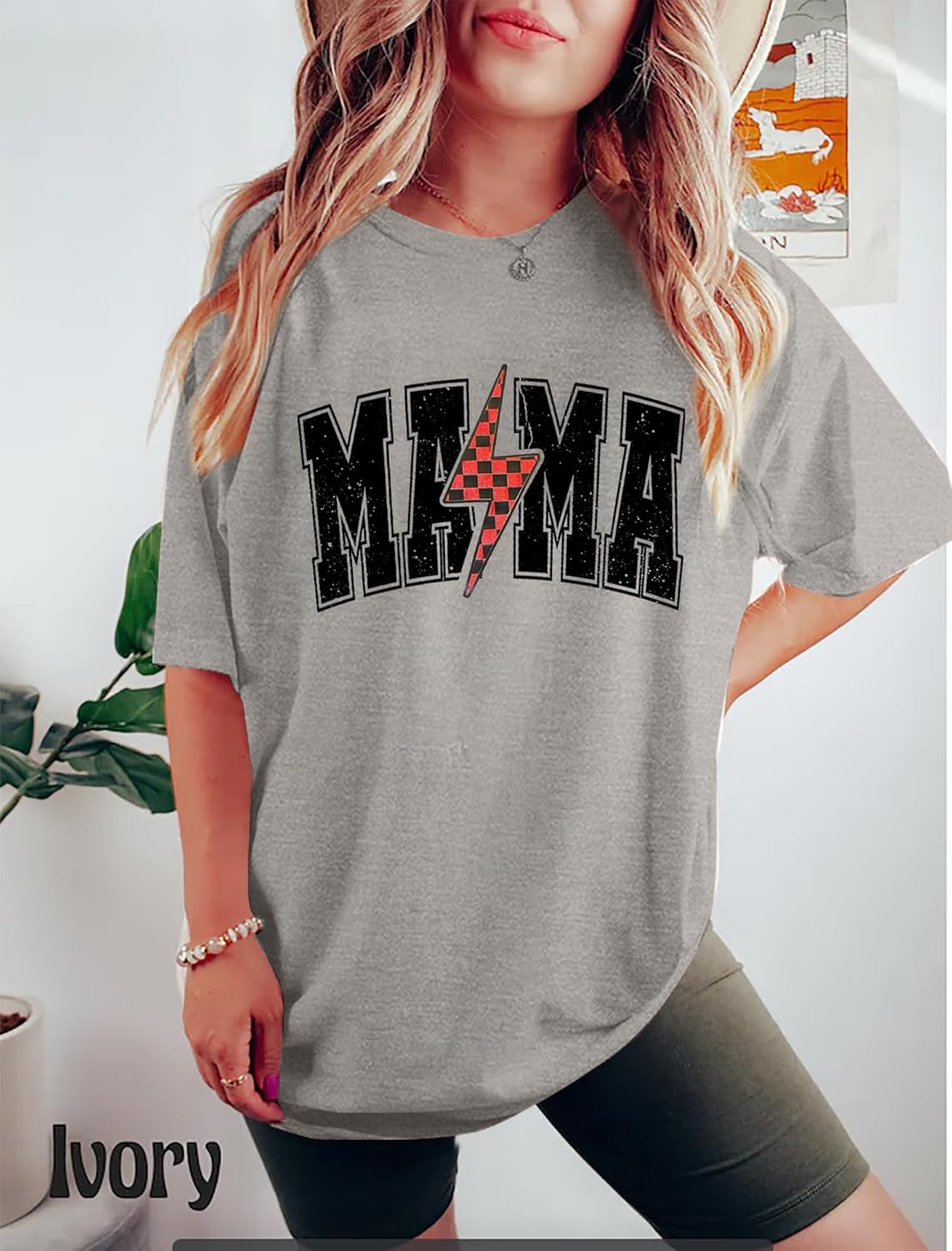 Womens Mama Shirt Cute Mom Life Tshirts Trendy Mama Letter Print Shirts Casual Short Sleeve Tops - Image 2
