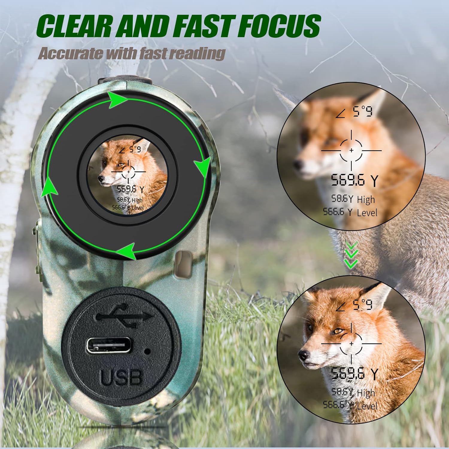 REVASRI Hunting Laser Rangefinder with Rechargeable Battery 1000 Yards Hunting Range Finder with Target Acquisition Technology Easy-to-Use Clear Accurate Rangefinders for Hunters - Image 5