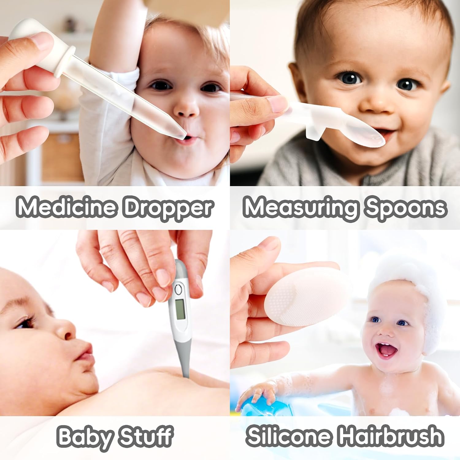 Baby Grooming Kit, Infant Safety Care Set with Hair Brush Comb Nail Clipper Nasal Aspirator,Baby Essentials Kit for Newborn Girls Boys (Grey White) - Image 6