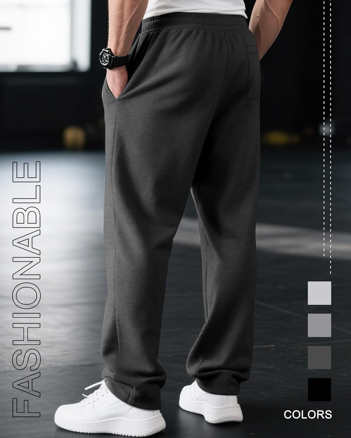 Neer 4 Pack Men's Sweatpants Joggers with Pockets Open Bottom Gym Athletic Pants Baggy Workout Casual Running Clothing - Image 5