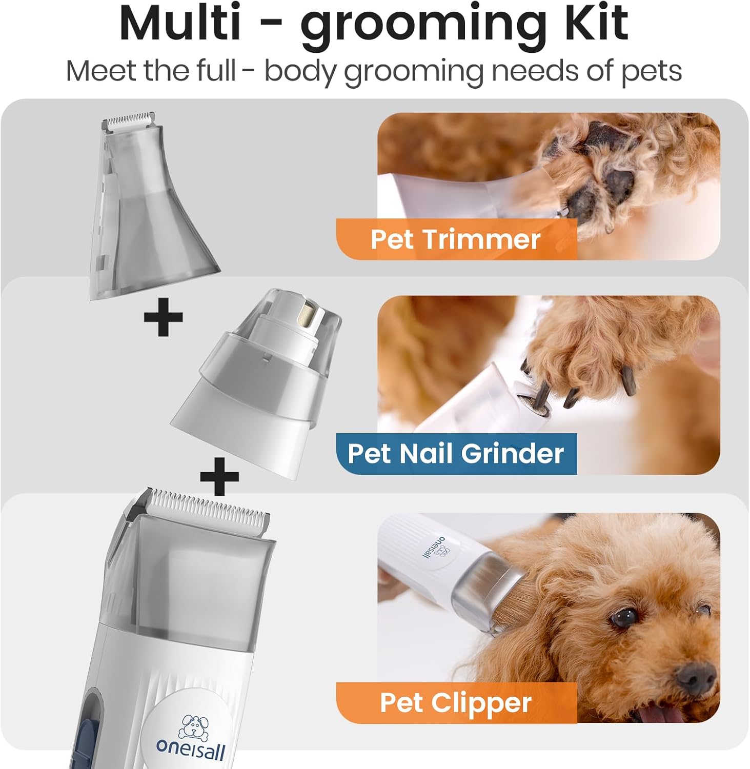 oneisall Dog Grooming Vacuum, Pet Grooming Vacuum with Clipper Nail Grinder, 1.5L Dust Cup Dog deshedding Brush with 7 Tools for Shedding Pet Hair, Home Cleaning(Blue) - Image 5