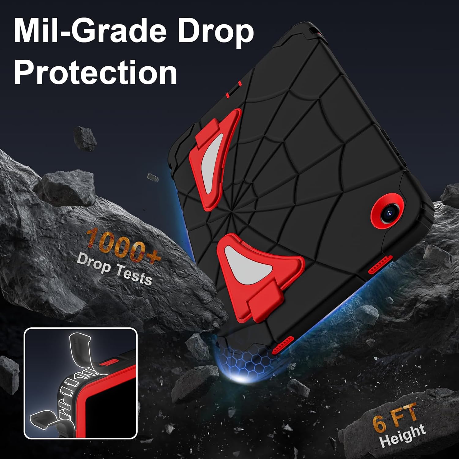 Case for Galaxy Tab A11 Plus /A9 Plus Samsung Tablet A11+ / A9+ 11 Inch Cases with Screen Protector 2026/2024 Galaxy 11" Cover Thickned Cornor Kickstand, Black Red - Image 4