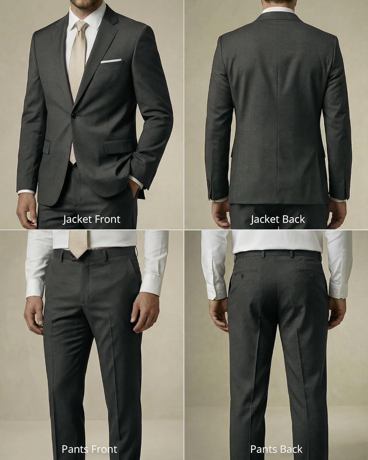 YND Men's 2 Piece Suit with Tie, One Button Slim Fit Solid Jacket and Pants Set, Suits for Men Prom Party Wedding & Business - Image 3