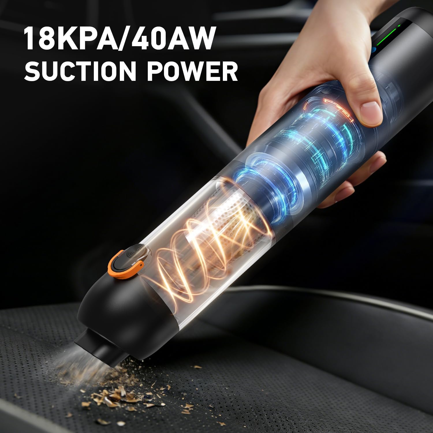 Car Vacuum Portable Cordless,18000Pa 4in1 Portable Handheld Cleaner Vacuum &Air Duster 2 Suction Modes Power Blowing&Inflating, Brushless Motor Vacuum with Multi Nozzles for Car,Keyboards, Office,Pet - Image 2