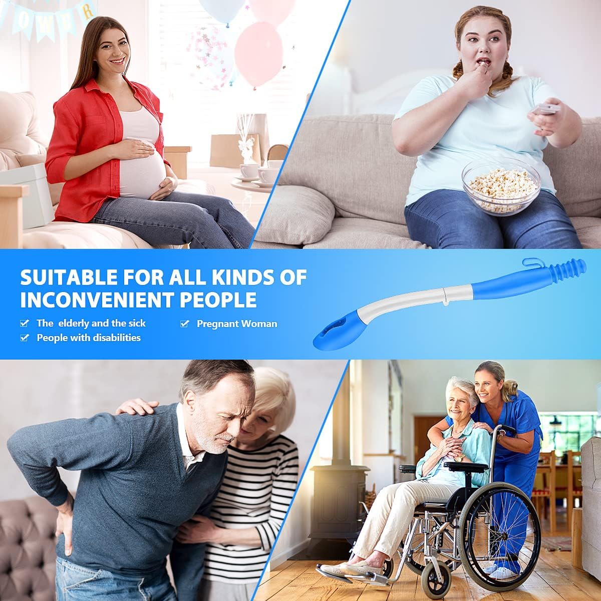 Jhua Foldable Butt Wiper Tool for Women Men Toilet Aids for Wiping 15.7" Long Comfort Bottom Buddy Wiping Aid, Self Wipe Assist Toilet Aids Wand for Disabled, Elderly, Overweight, Pregnant People - Image 7