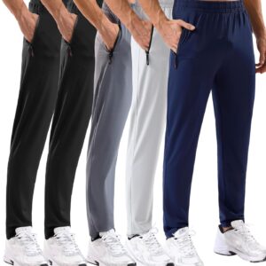 MSGD 5 Pack Men’s Sweatpants with Zipper Pockets Stretch Lightweight Athletic Track Activewear Pants for Men Joggers